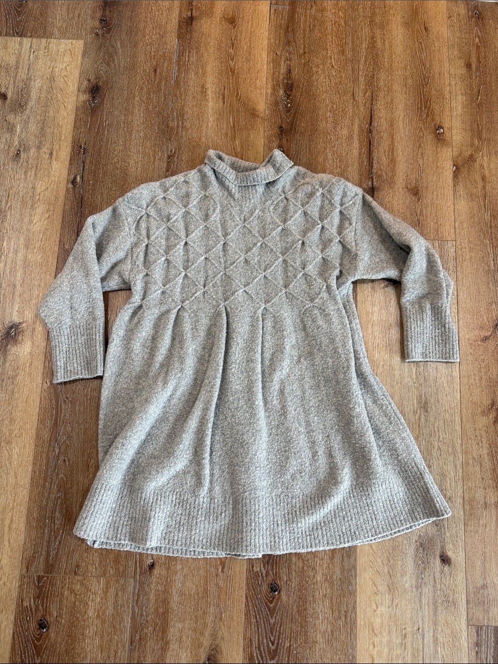 Free People Heather Gray Diamond Yoke Turtleneck Sweater Dress